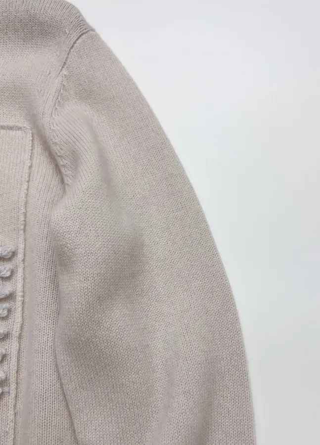 Colorblock Letter Crew-Neck Pullover Knitted Sweater in Taupe, product view 04