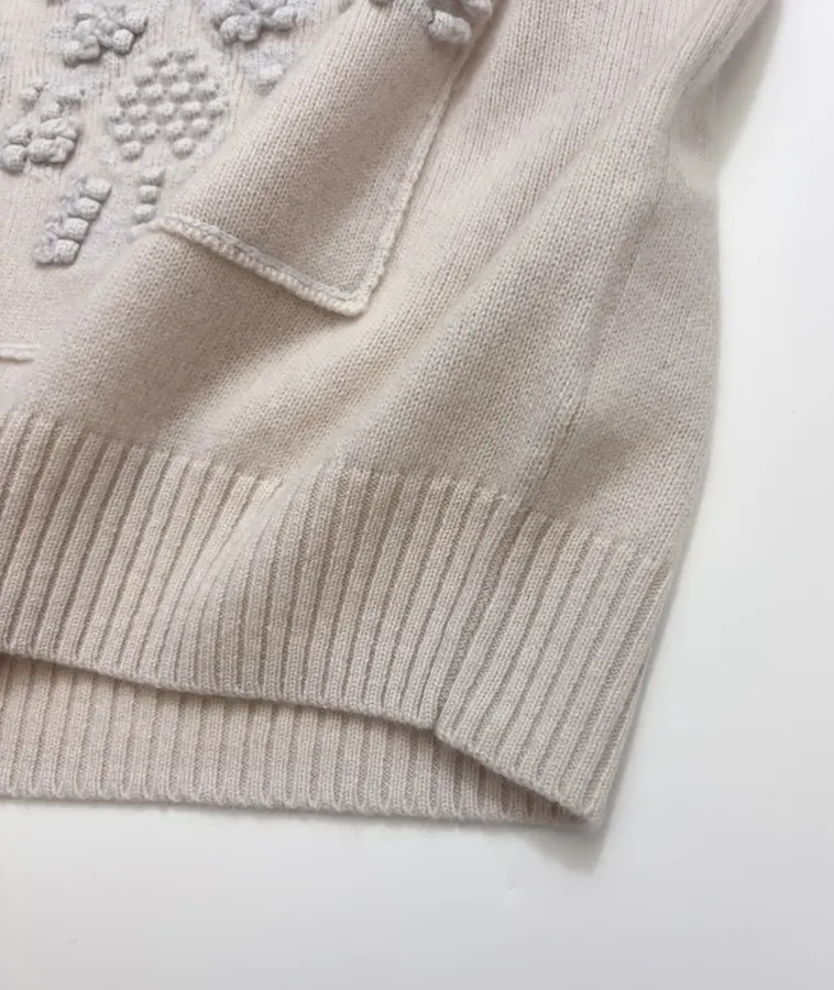 Colorblock Letter Crew-Neck Pullover Knitted Sweater in Taupe, product view 07