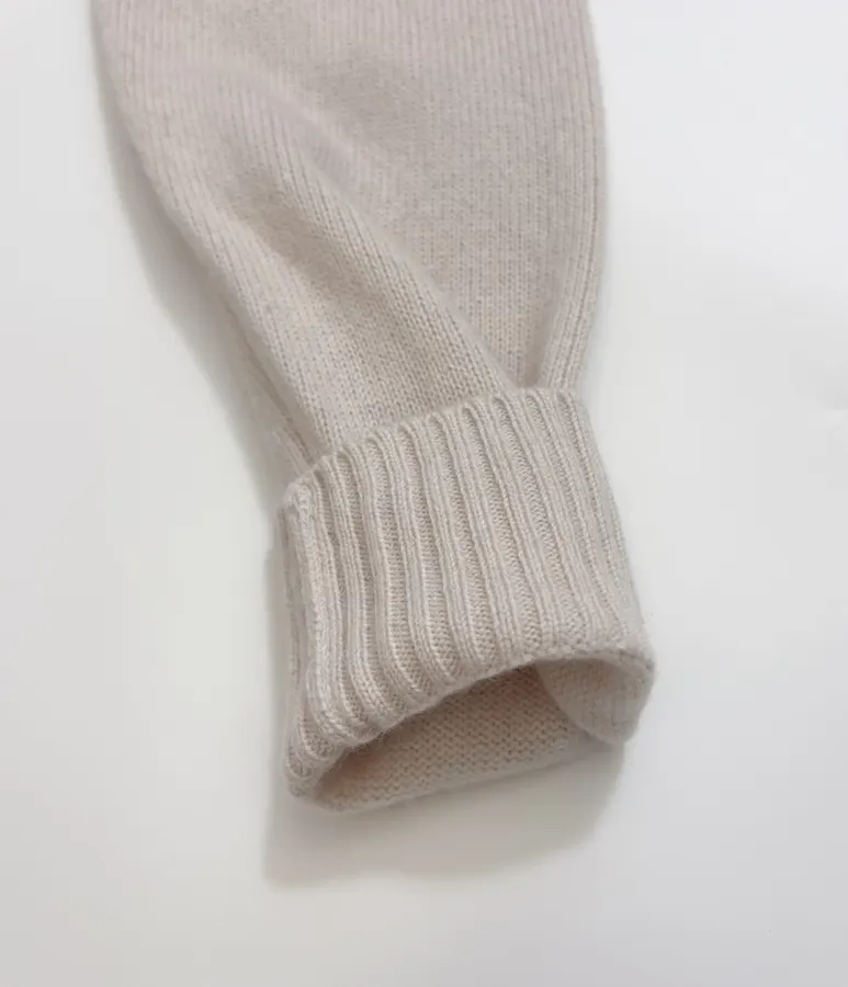 Colorblock Letter Crew-Neck Pullover Knitted Sweater in Taupe, product view 09