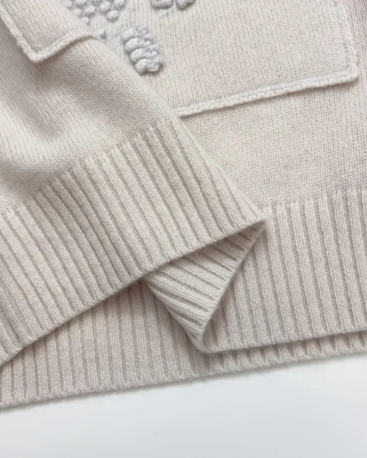 Colorblock Letter Crew-Neck Pullover Knitted Sweater in Taupe, product view 12