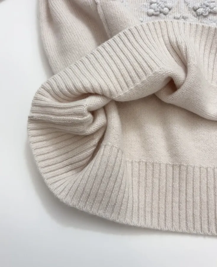 Colorblock Letter Crew-Neck Pullover Knitted Sweater in Taupe, product view 13
