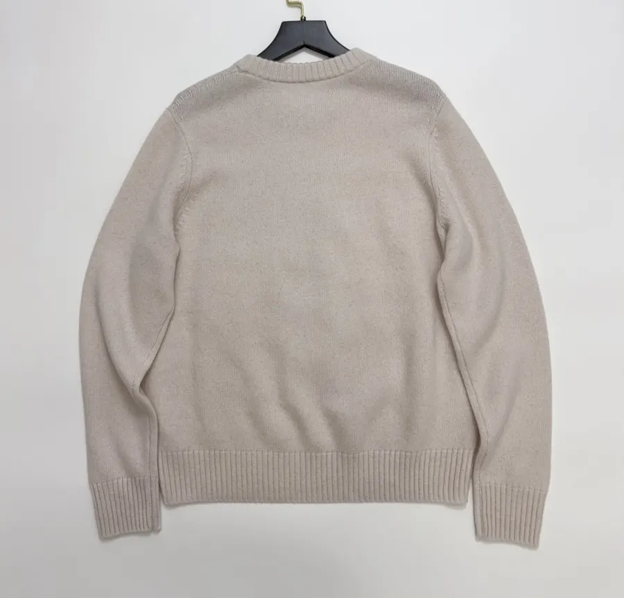 Colorblock Letter Crew-Neck Pullover Knitted Sweater in Taupe, product view 14