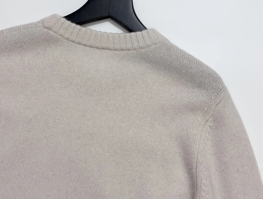 Colorblock Letter Crew-Neck Pullover Knitted Sweater in Taupe, product view 15