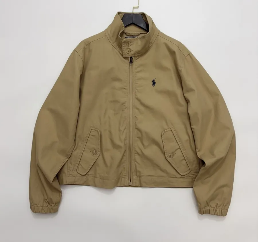Coat, Unisex Style Jacket with Stand Collar, Short Length Top in Camel, product view 03