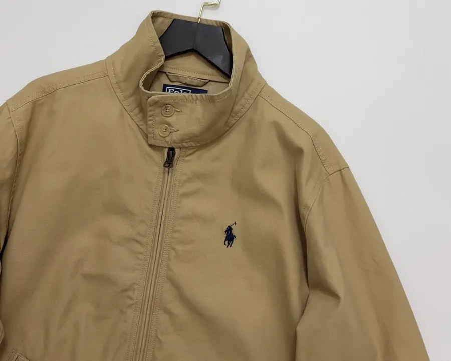 Coat, Unisex Style Jacket with Stand Collar, Short Length Top in Camel, product view 04