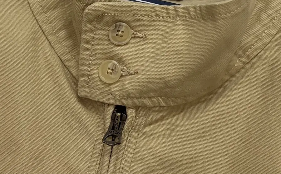 Coat, Unisex Style Jacket with Stand Collar, Short Length Top in Camel, product view 07