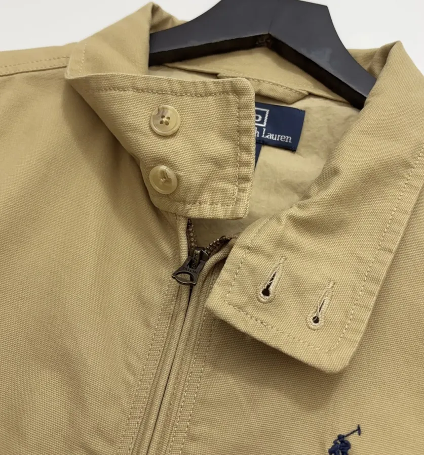 Coat, Unisex Style Jacket with Stand Collar, Short Length Top in Camel, product view 08