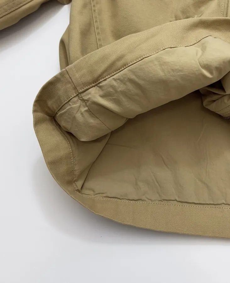 Coat, Unisex Style Jacket with Stand Collar, Short Length Top in Camel, product view 13