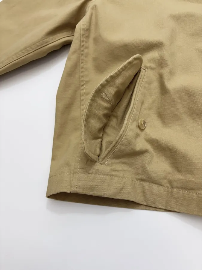 Coat, Unisex Style Jacket with Stand Collar, Short Length Top in Camel, product view 14