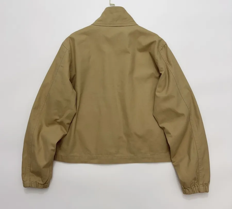 Coat, Unisex Style Jacket with Stand Collar, Short Length Top in Camel, product view 18