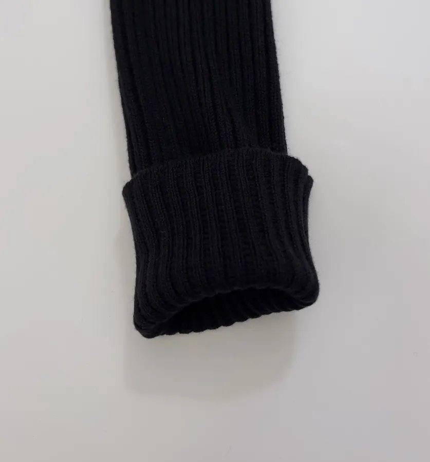 Knitted Sweater Zip-Up Stand-Collar Cardigan Outerwear in Black, product view 07