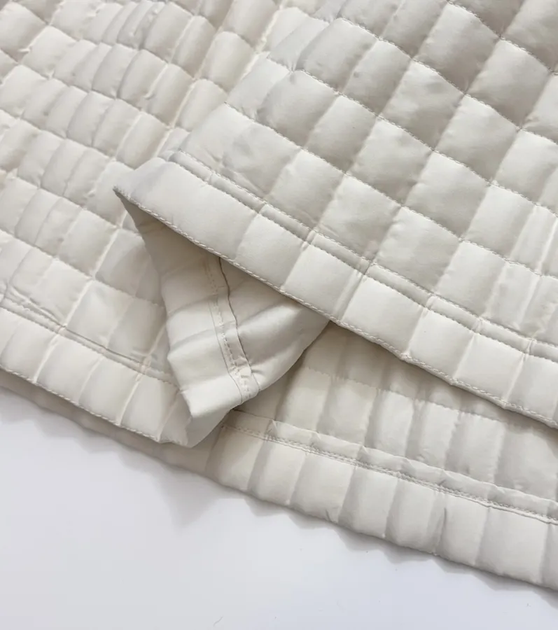 Ivory Quilted Pleated A-Line Midi Skirt in Off-White, product view 12