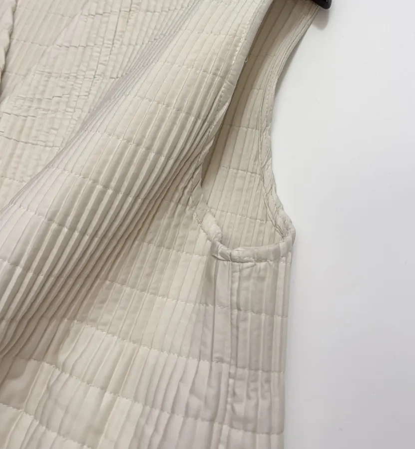 Asymmetric Hand-Pleated Sleeveless Vest in Light Gray, product view 05