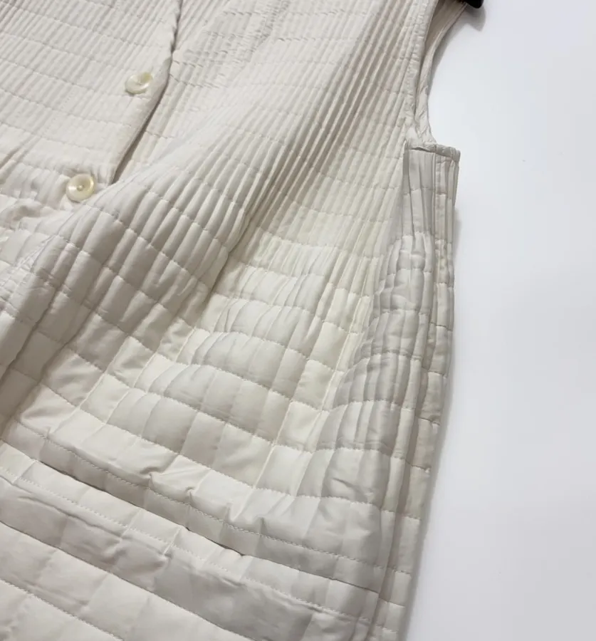 Asymmetric Hand-Pleated Sleeveless Vest in Light Gray, product view 06