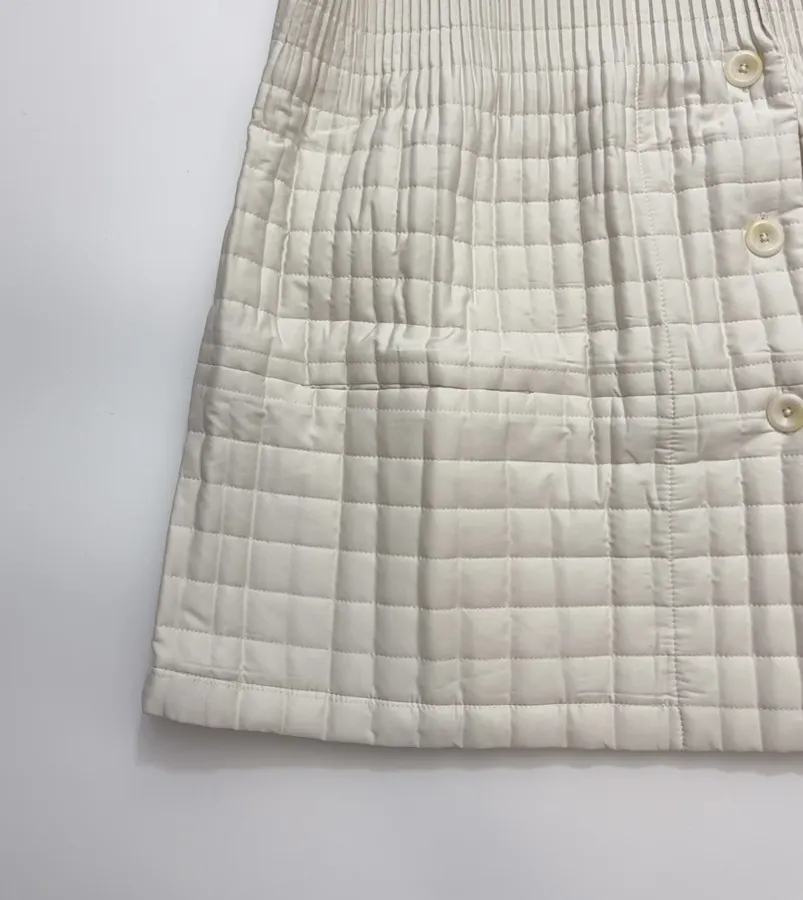 Asymmetric Hand-Pleated Sleeveless Vest in Light Gray, product view 07