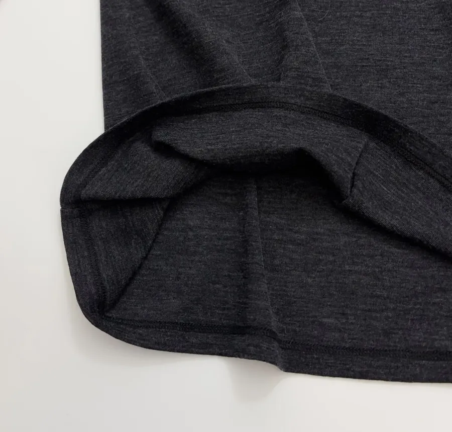 Solid Color Minimalist Wool Slim-Fit Pullover Bottoming Top in Black, product view 10