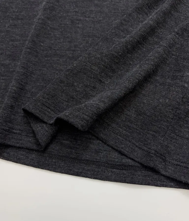 Solid Color Minimalist Wool Slim-Fit Pullover Bottoming Top in Black, product view 11