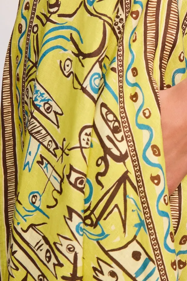 Retro Graffiti Small Fish Yellow Slip Dress in Yellow, product view 07