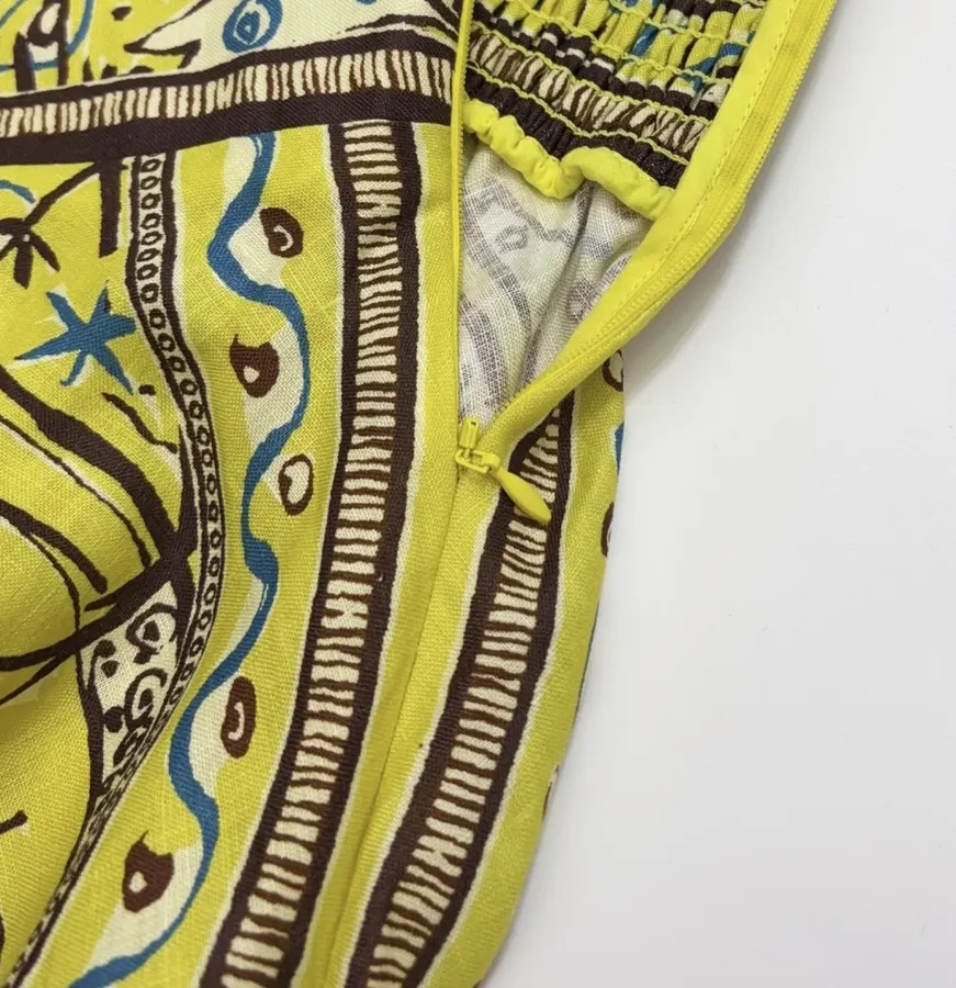 Retro Graffiti Small Fish Yellow Slip Dress in Yellow, product view 18