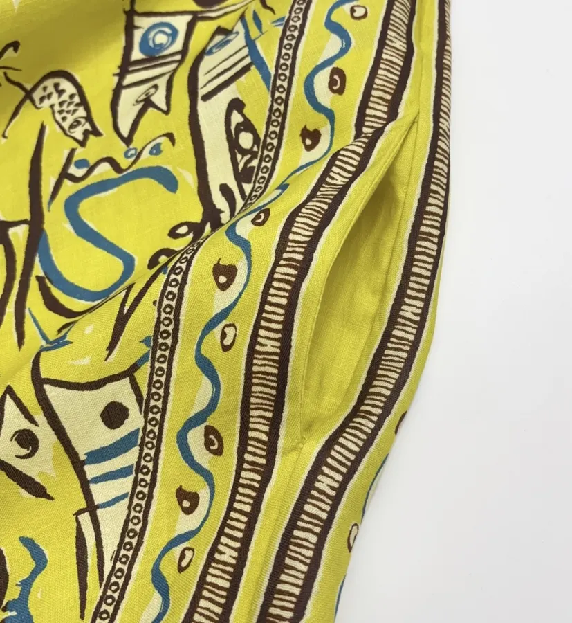 Retro Graffiti Small Fish Yellow Slip Dress in Yellow, product view 19