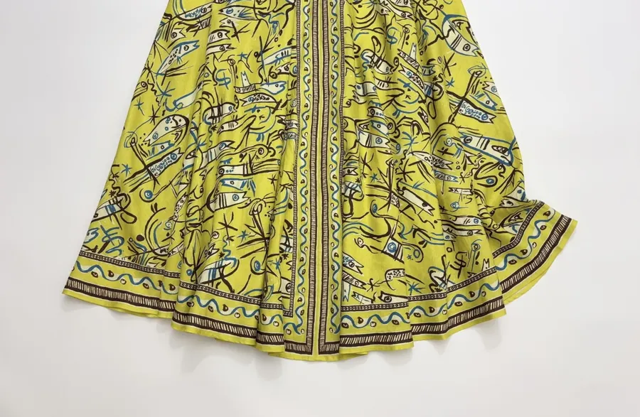 Retro Graffiti Small Fish Yellow Slip Dress in Yellow, product view 20