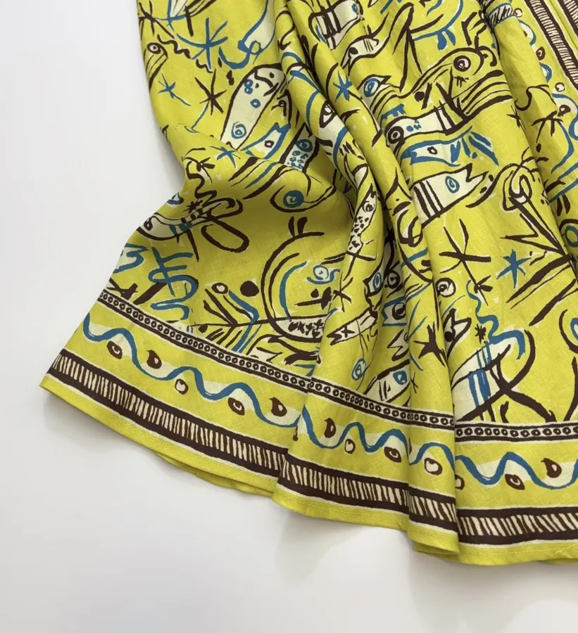 Retro Graffiti Small Fish Yellow Slip Dress in Yellow, product view 22