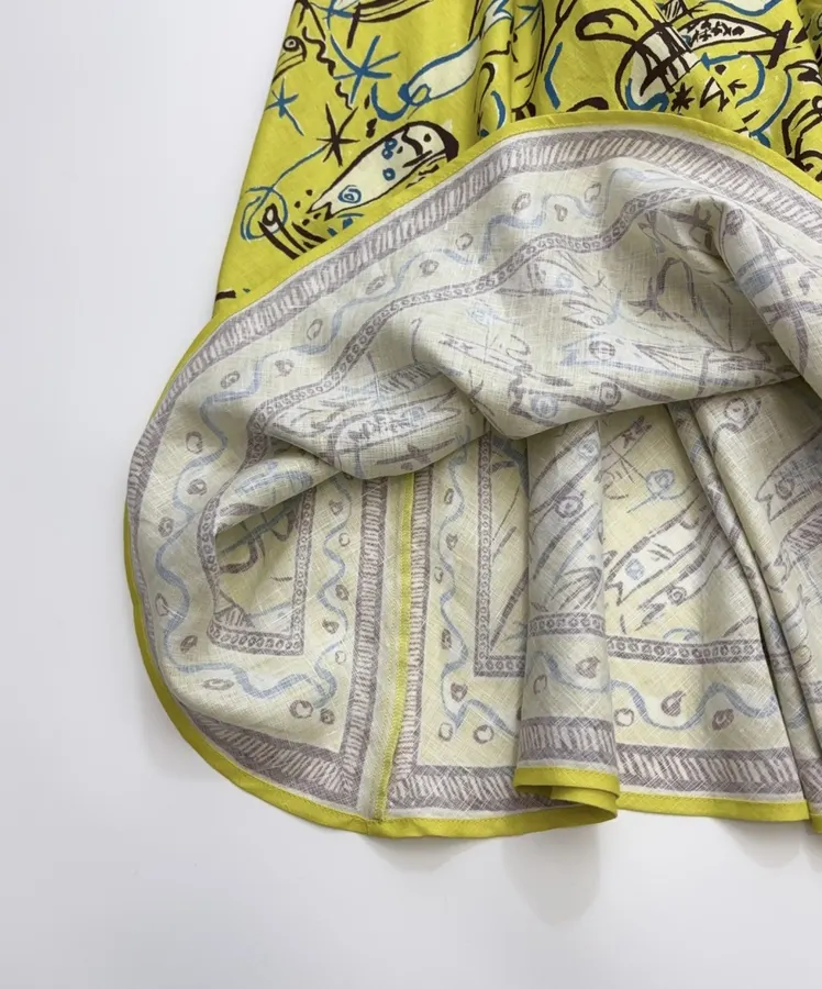 Retro Graffiti Small Fish Yellow Slip Dress in Yellow, product view 24