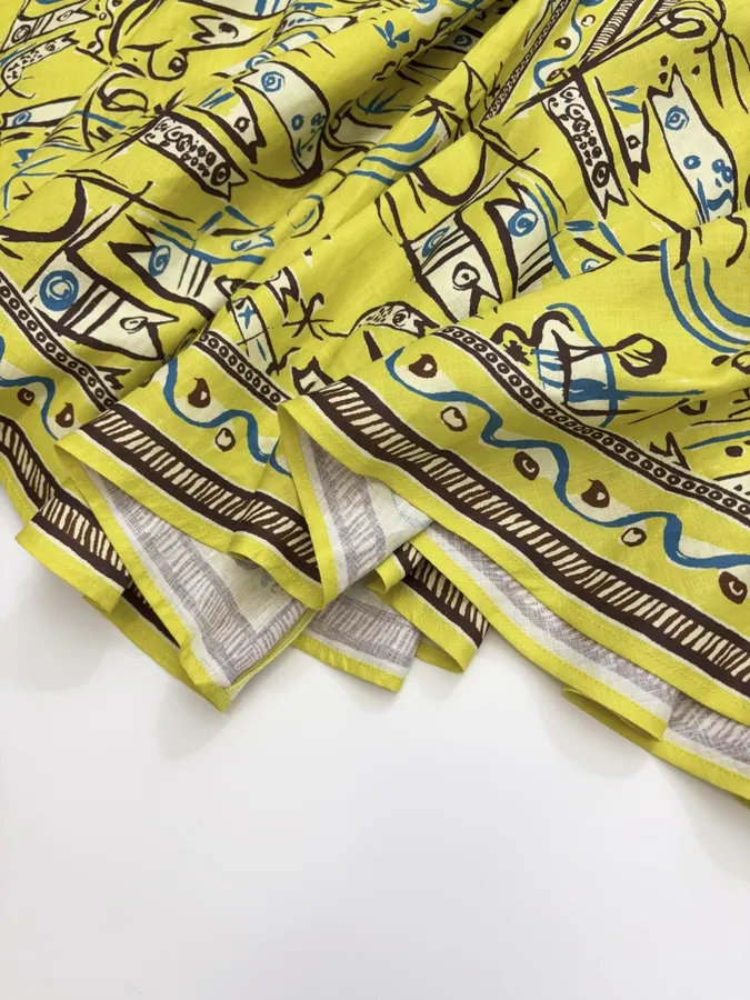 Retro Graffiti Small Fish Yellow Slip Dress in Yellow, product view 25