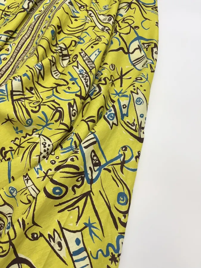 Retro Graffiti Small Fish Yellow Slip Dress in Yellow, product view 26