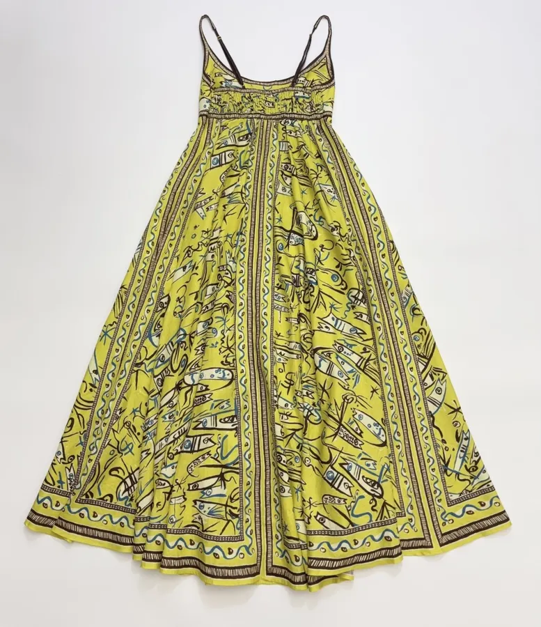 Retro Graffiti Small Fish Yellow Slip Dress in Yellow, product view 27