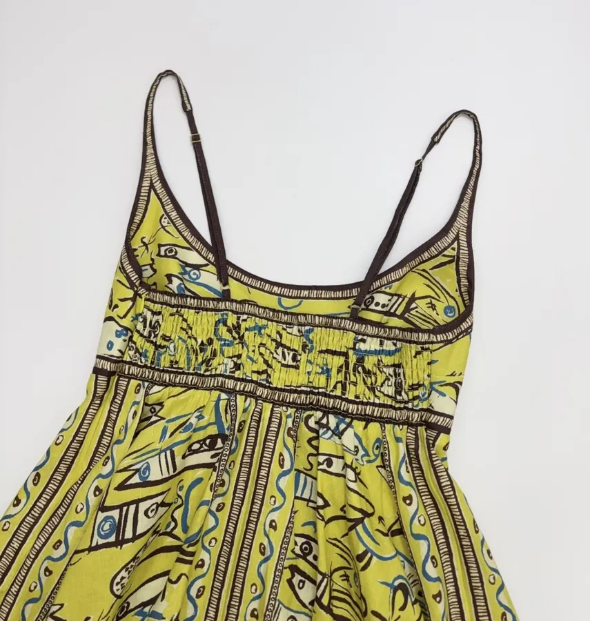 Retro Graffiti Small Fish Yellow Slip Dress in Yellow, product view 28