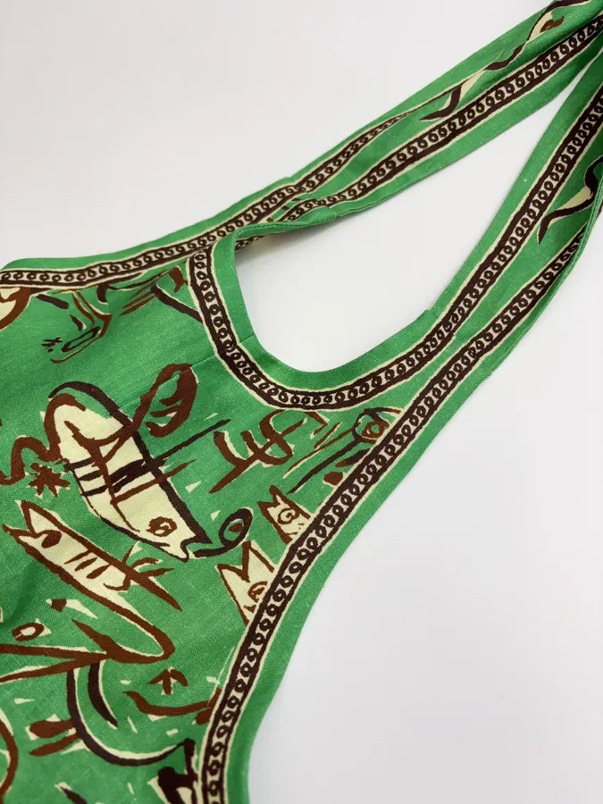 Fish-Print Halter A-Line Mini Dress in Green, product view 07