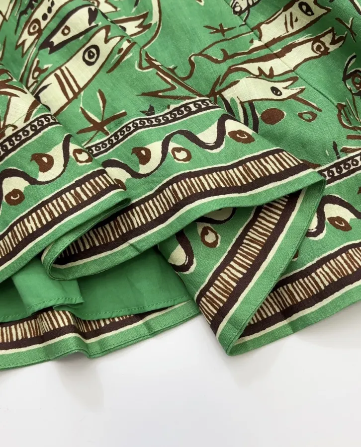 Fish-Print Halter A-Line Mini Dress in Green, product view 11
