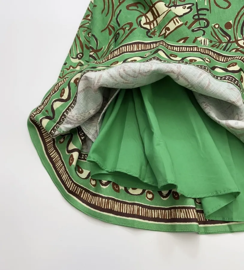Fish-Print Halter A-Line Mini Dress in Green, product view 12