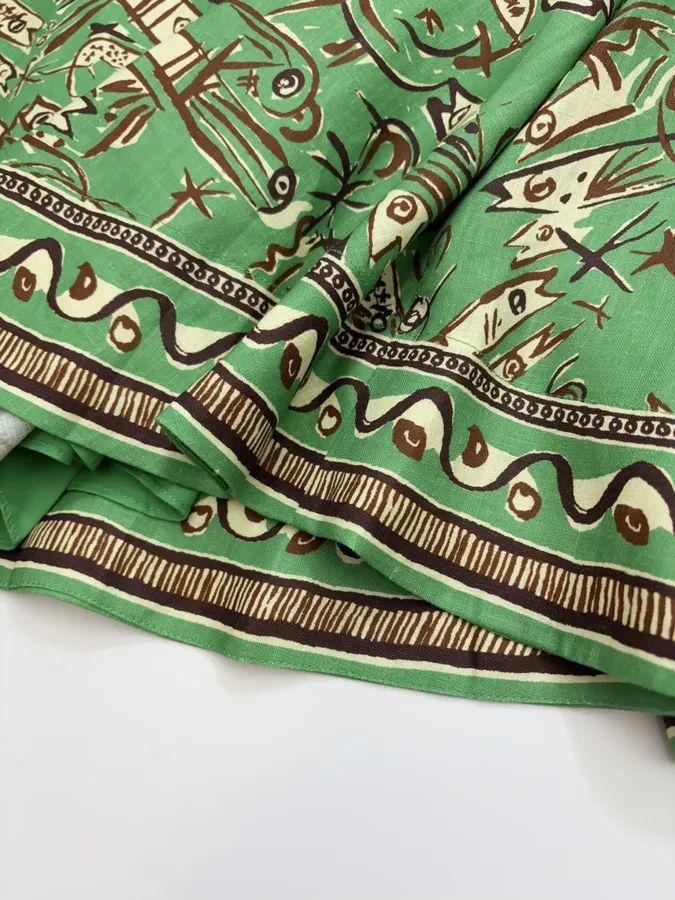 Fish-Print Halter A-Line Mini Dress in Green, product view 14
