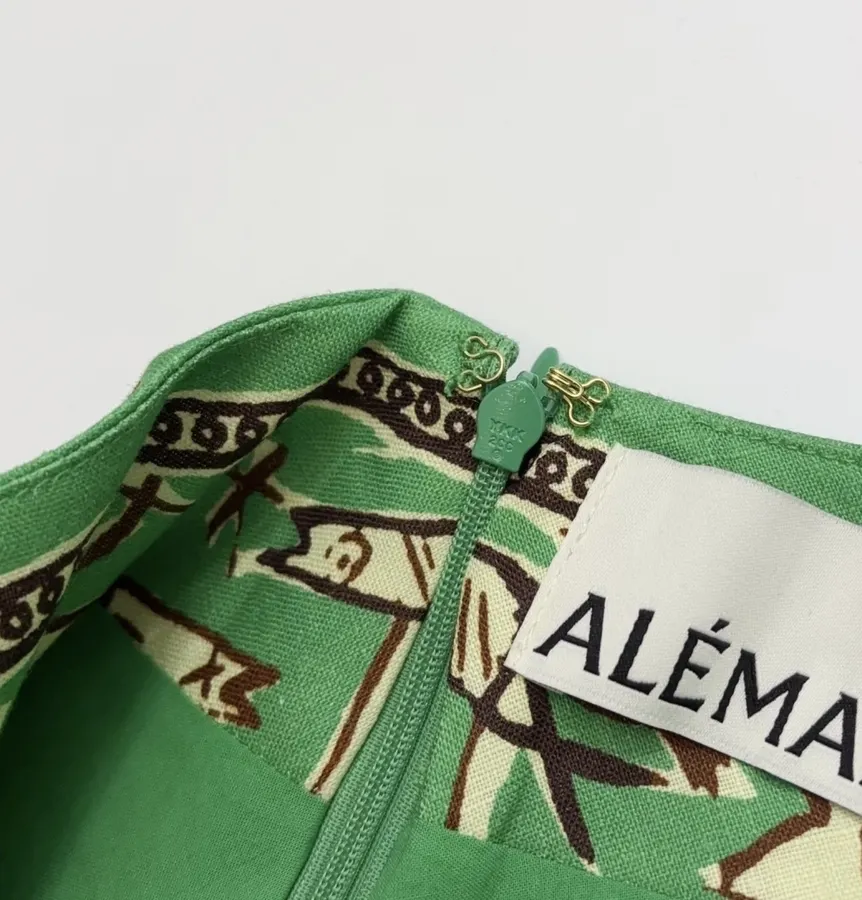 Fish-Print Halter A-Line Mini Dress in Green, product view 18