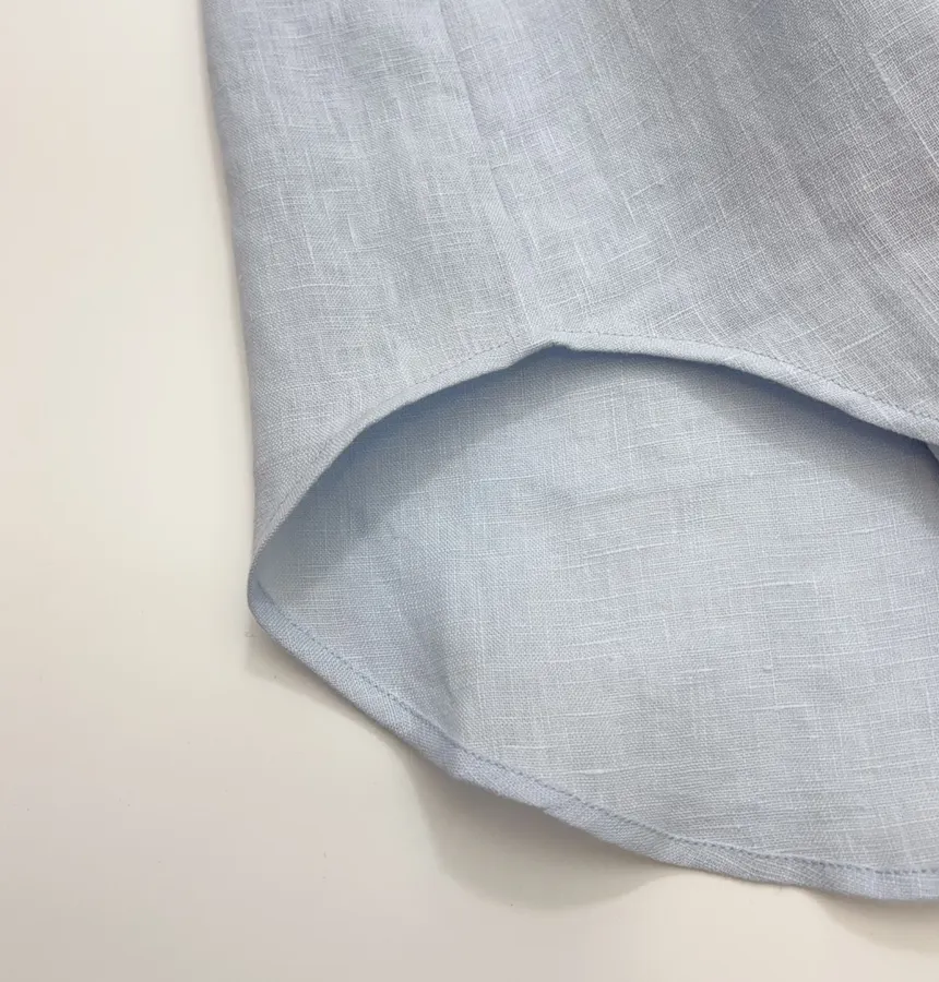 Retro Embroidered Shirt | Checkered Floral Casual Loose Linen Blouse in Light Blue, product view 16