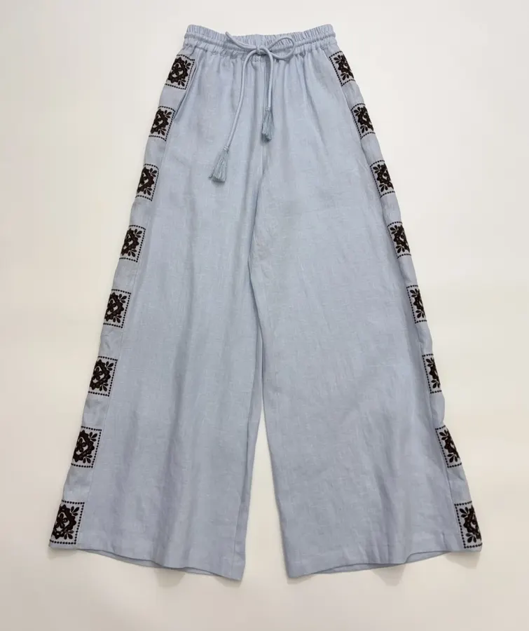 Linen Long Pants in Light Blue, product view 08