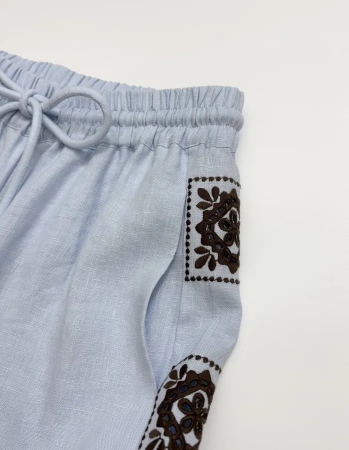 Linen Long Pants in Light Blue, product view 10