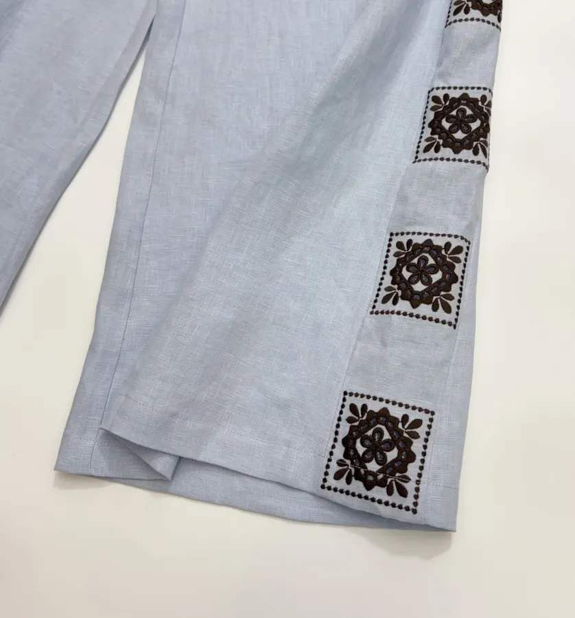 Linen Long Pants in Light Blue, product view 16