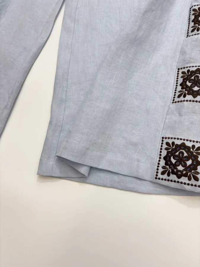 Linen Long Pants in Light Blue, product view 17