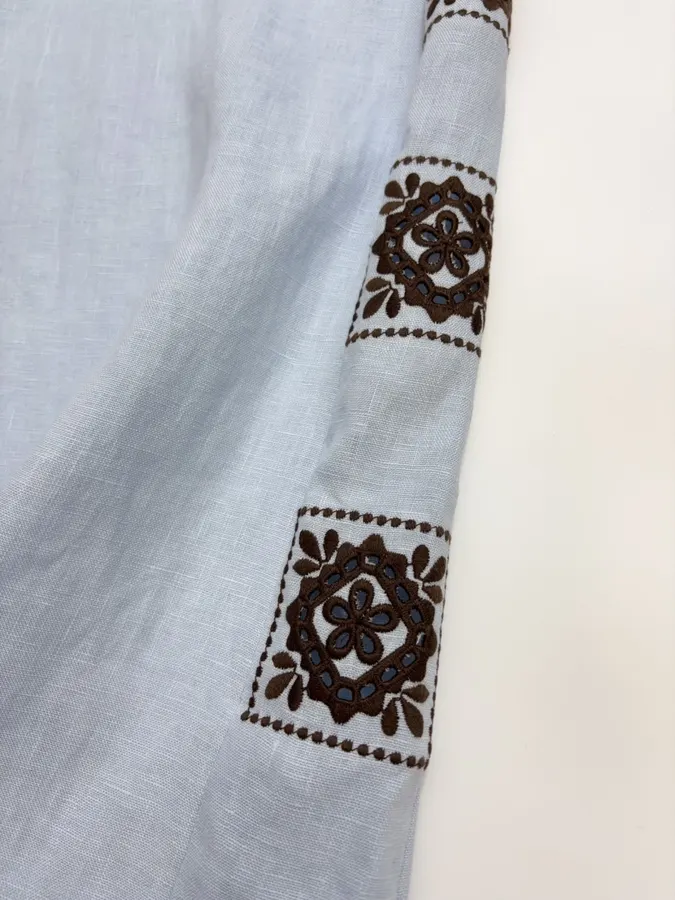 Linen Long Pants in Light Blue, product view 18
