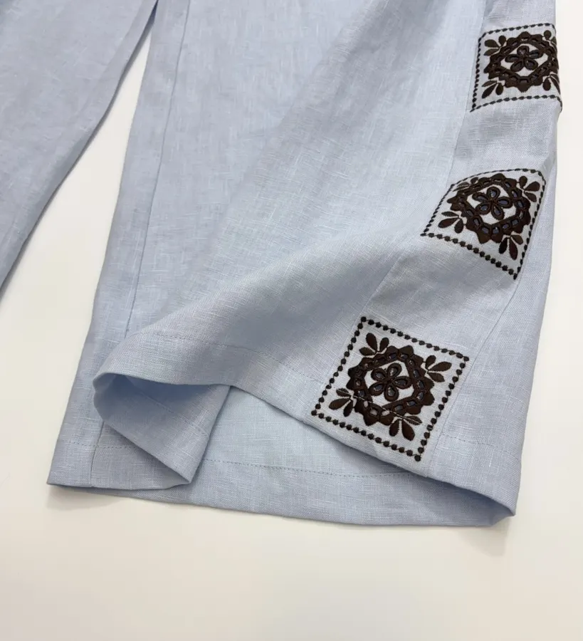 Linen Long Pants in Light Blue, product view 20