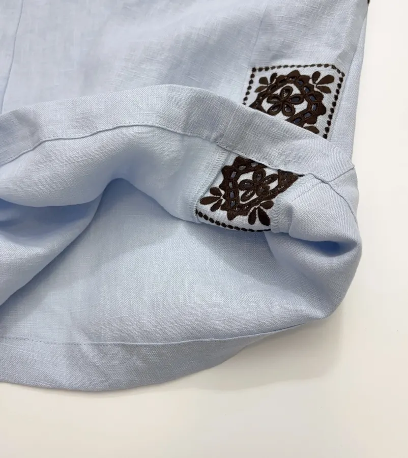Linen Long Pants in Light Blue, product view 21