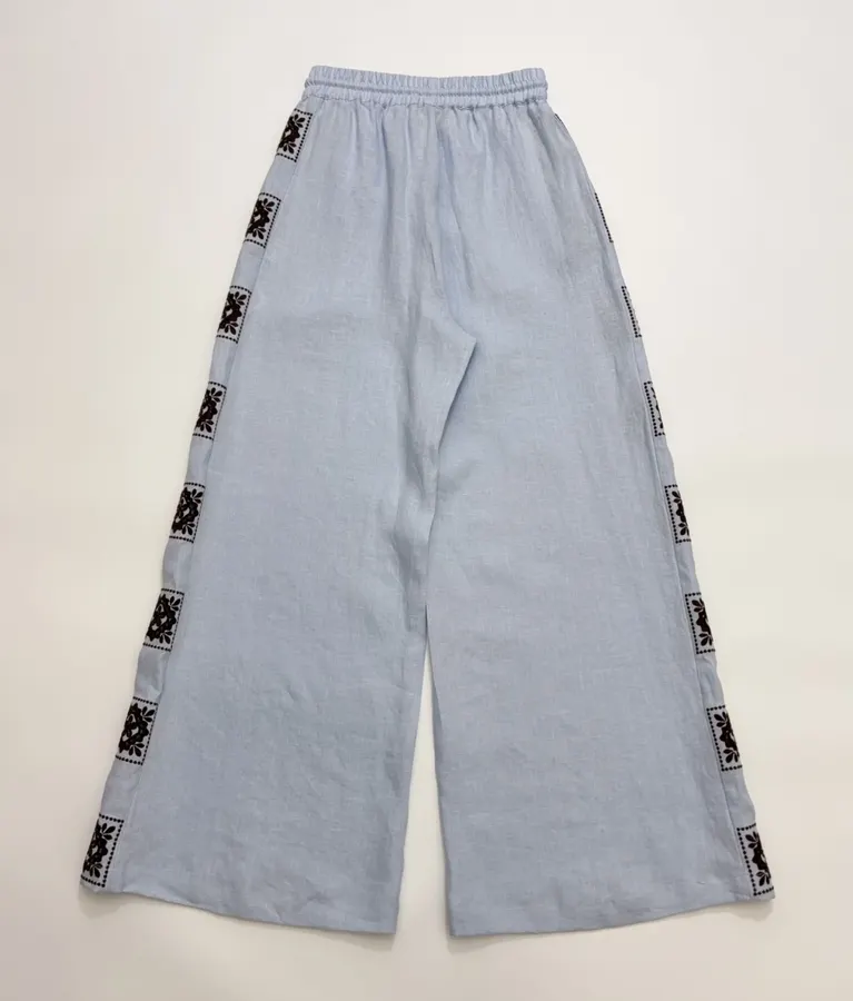 Linen Long Pants in Light Blue, product view 22