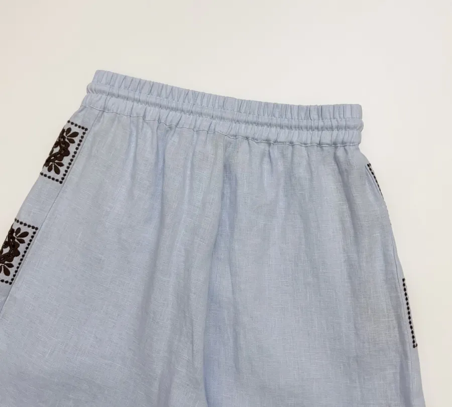 Linen Long Pants in Light Blue, product view 23