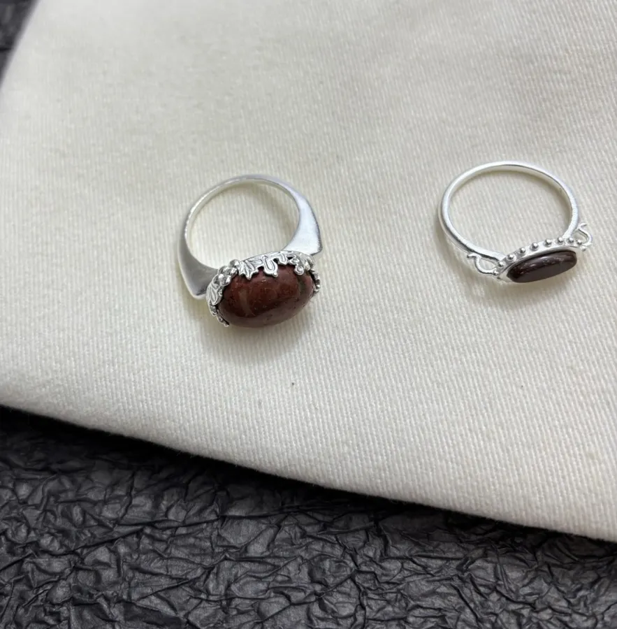 Red Pebble-Grape Sterling Silver Ring in Red, product view 13