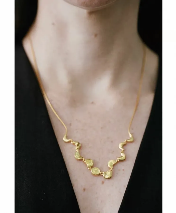 Two-Tone Chunky Linked-Crescent Necklace in Gold and Silver, product view 03