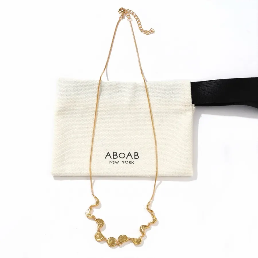 Two-Tone Chunky Linked-Crescent Necklace in Gold and Silver, product view 04
