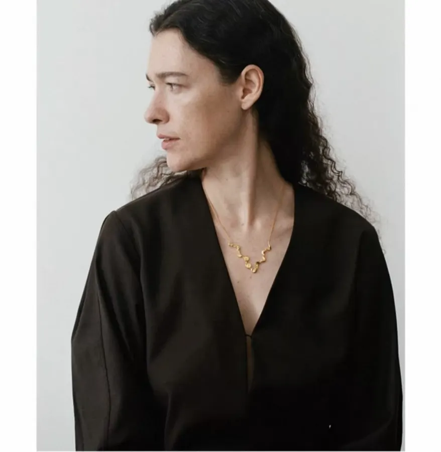 Two-Tone Chunky Linked-Crescent Necklace in Gold and Silver, product view 05
